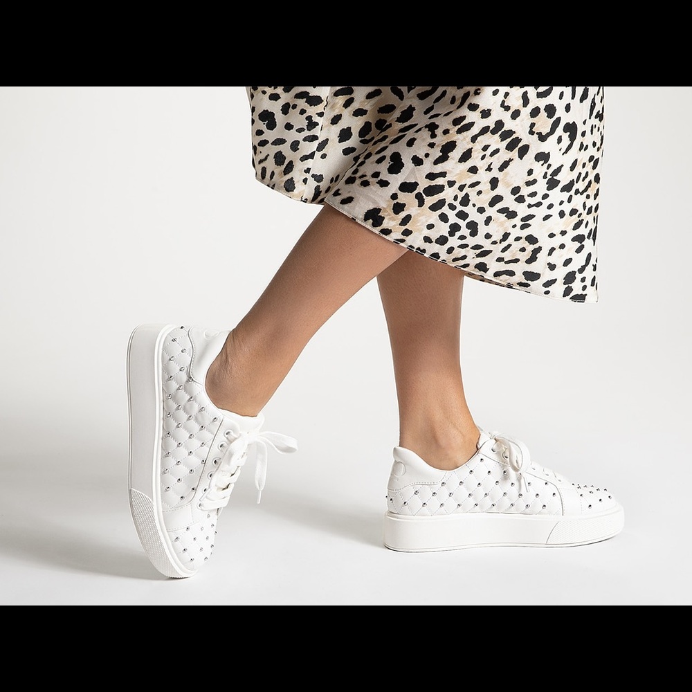 Jennifer Lopez Quilted White Sneakers